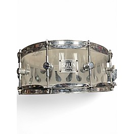 Used Spaun 5.5X14 Clear Sandblasted Flames Acrylic Clear Drum