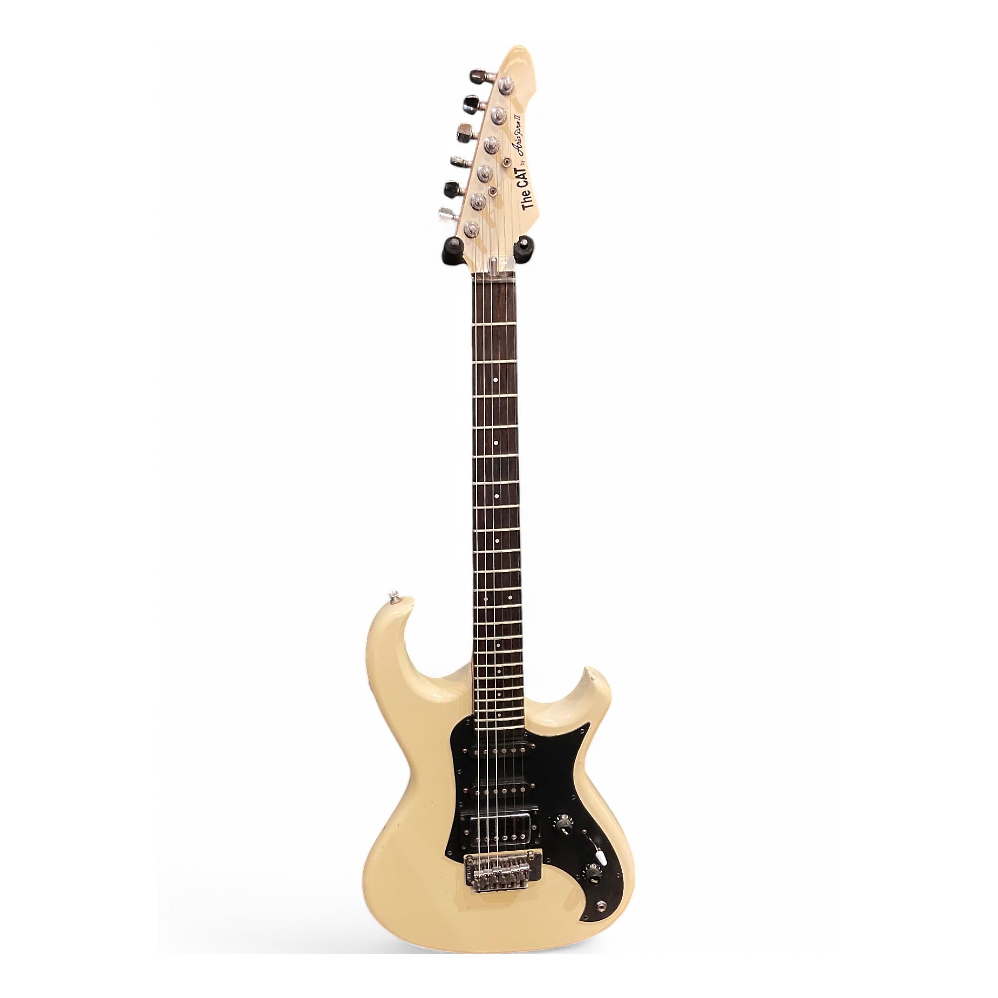 Used Aria Pro Ii The Cat Vintage White Solid Body Electric Guitar
