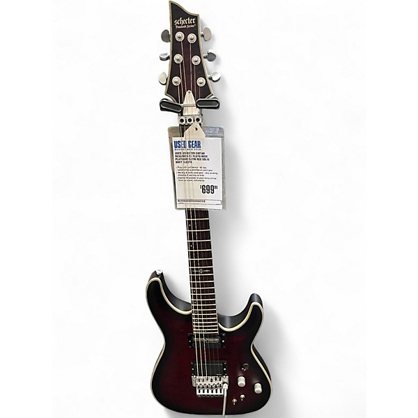 Used Schecter Guitar Research C1 Floyd Rose Platinum Satin Red Solid Body Electric Guitar