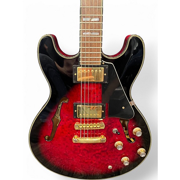 Used Samick ARTIST SERIES EDITION Crimson Red Trans Hollow Body Electric Guitar