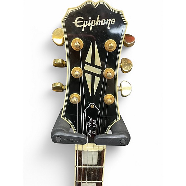 Used 2021 Epiphone Les Paul Custom Black Solid Body Electric Guitar