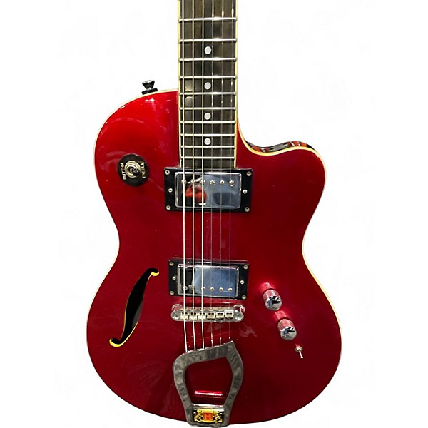 Used Hagstrom D2F Crimson Red Burst Hollow Body Electric Guitar