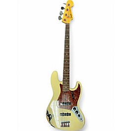 Used Fender 1964 Relic Jazz Bass Olympic White Electric Bass Guitar