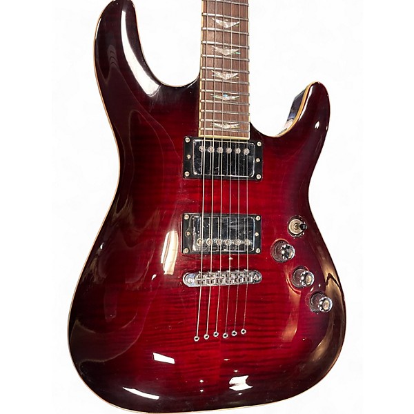 Used Schecter Guitar Research C1 Plus TRANSPARENT RED Solid Body Electric Guitar