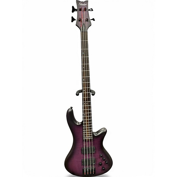 Used Schecter Guitar Research Stiletto Studio 4 Trans Purple Electric Bass Guitar