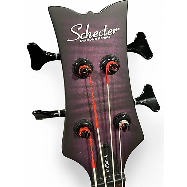 Used Schecter Guitar Research Stiletto Studio 4 Trans Purple Electric Bass Guitar