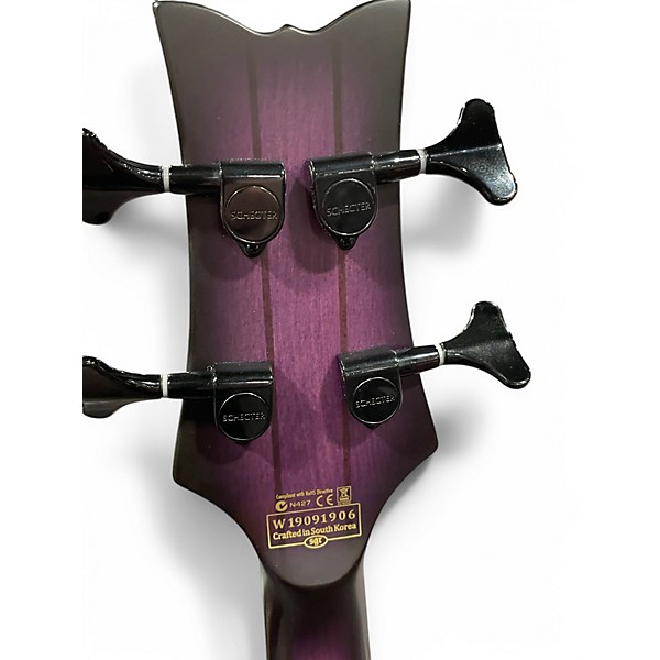 Used Schecter Guitar Research Stiletto Studio 4 Trans Purple Electric Bass Guitar