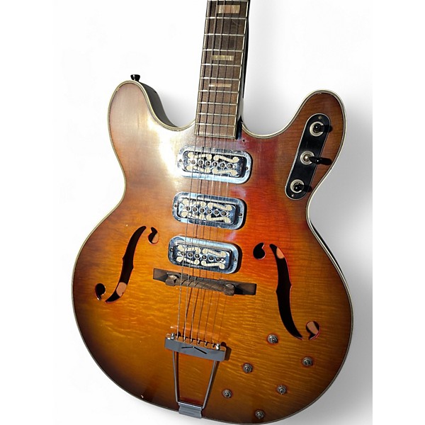 Vintage 1960s Regal R273 brown burst Hollow Body Electric Guitar