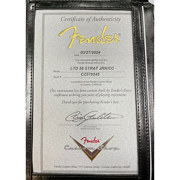 Used 2024 Fender 58' Custom shop Stratocaster journeyman Solid Body Electric Guitar