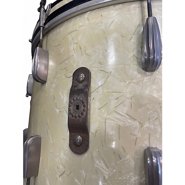 Vintage 1940s Slingerland 3 Piece Radio King White Marine Pearl Drum Kit