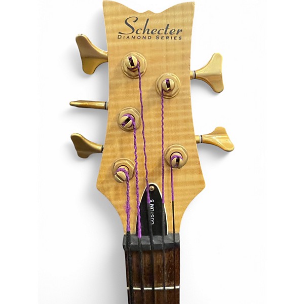 Used Schecter Guitar Research Diamond Passive Custom Active 5 String Natural Electric Bass Guitar
