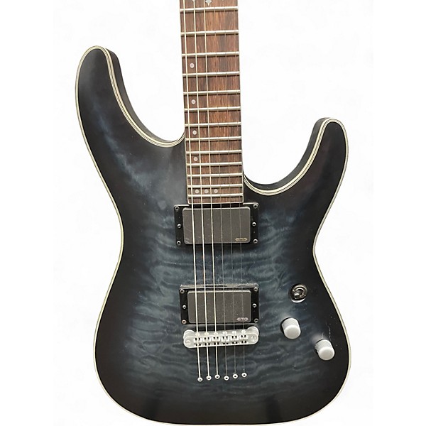 Used Schecter Guitar Research C1 Platinum Trans Black Solid Body Electric Guitar