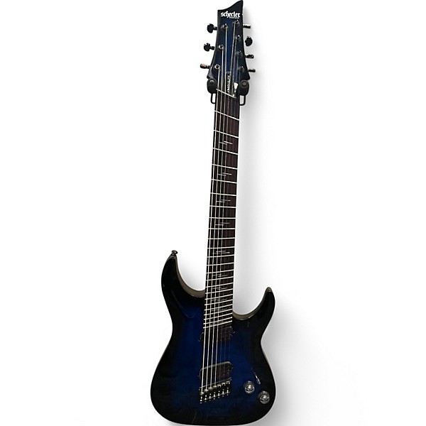 Used Schecter Guitar Research OMEN ELITE 7 MULTISCALE Blue Burst Solid Body Electric Guitar
