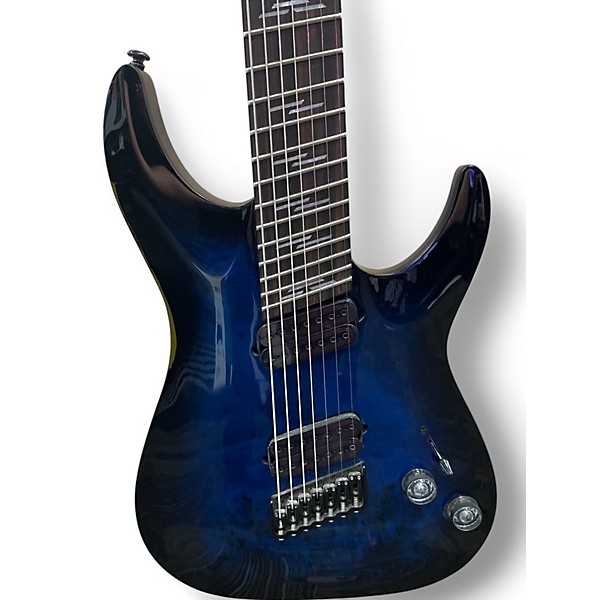 Used Schecter Guitar Research OMEN ELITE 7 MULTISCALE Blue Burst Solid Body Electric Guitar