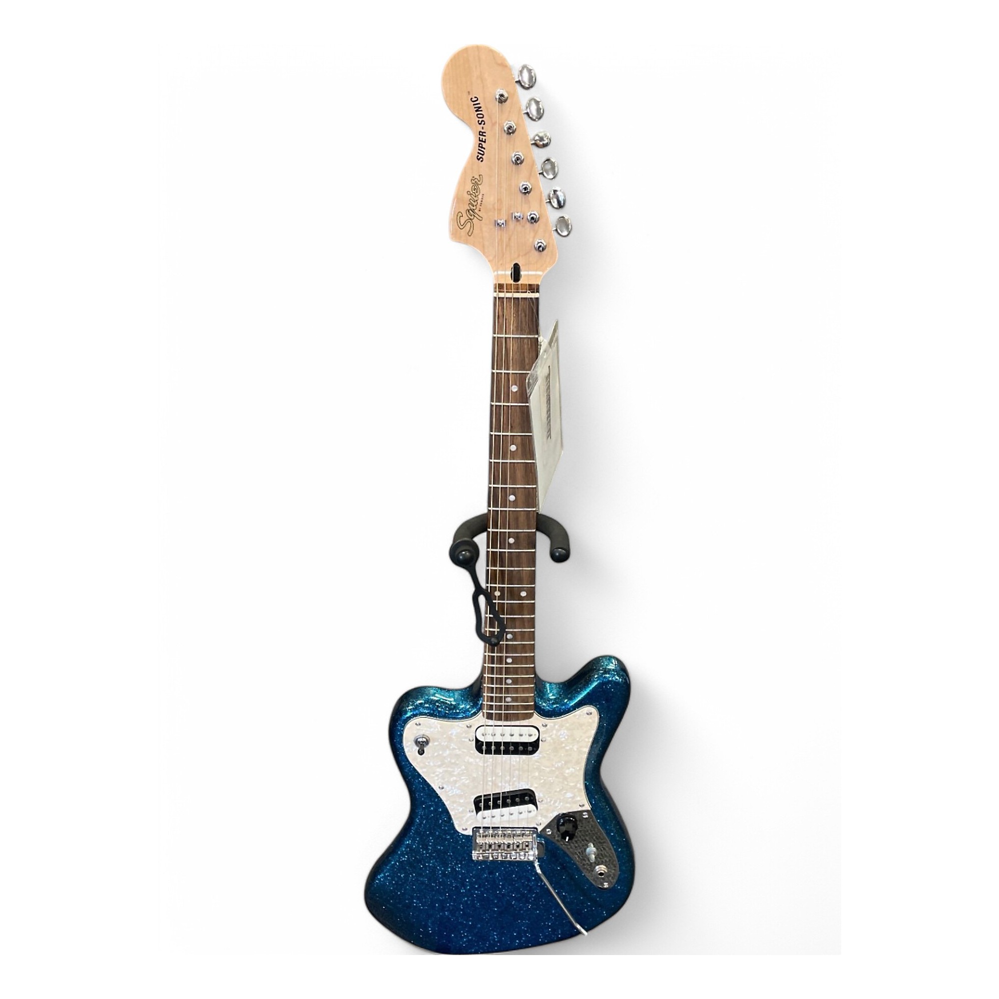 Used Squier Super Sonic Blue Sparkle Solid Body Electric Guitar