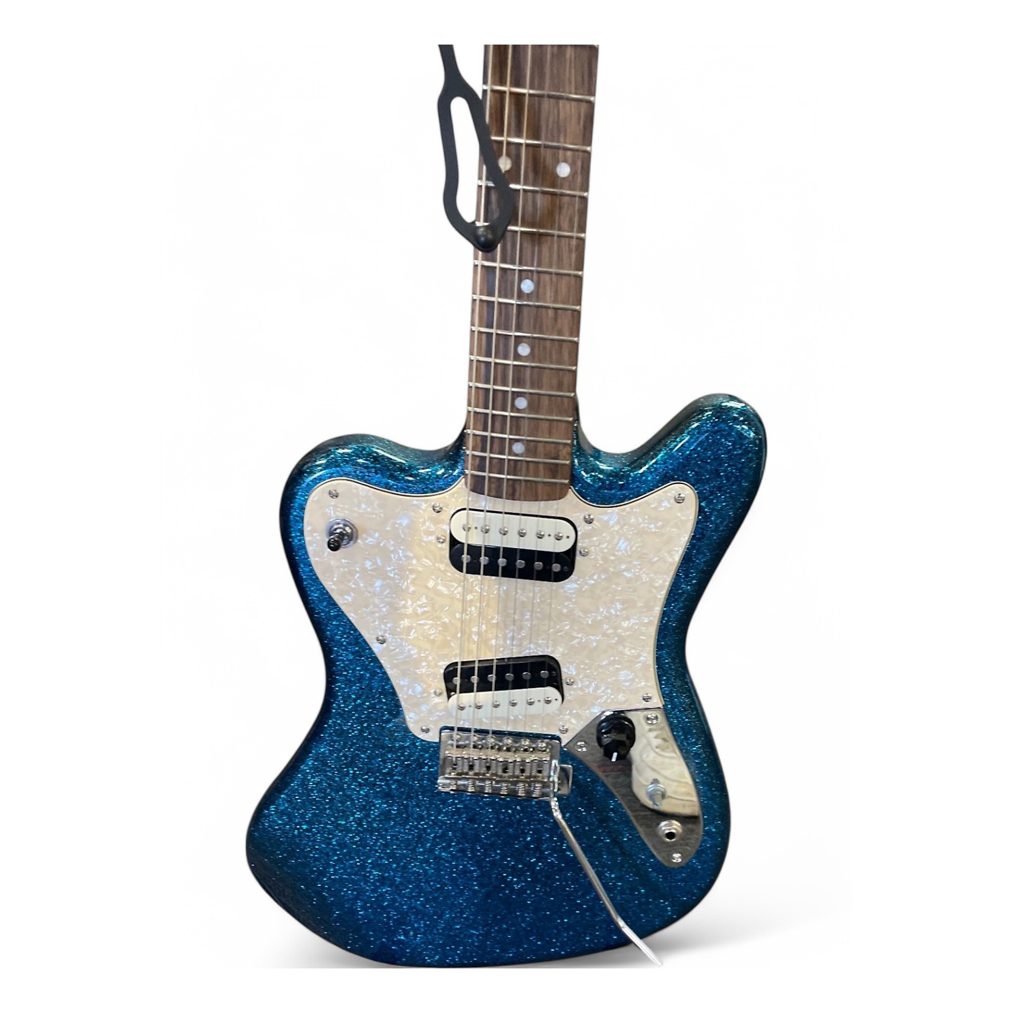 Used Squier Super Sonic Blue Sparkle Solid Body Electric Guitar