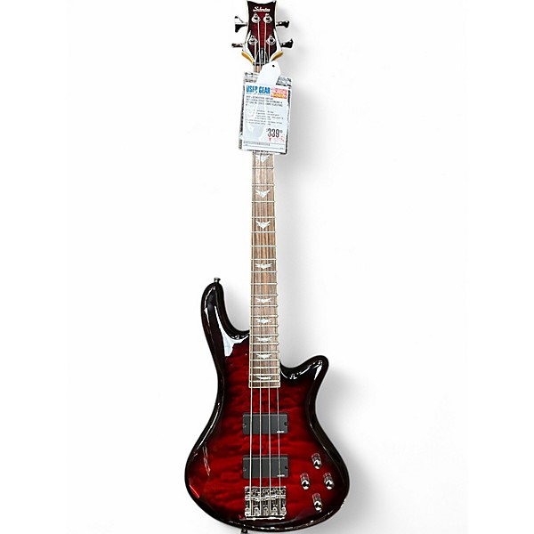 Used Schecter Guitar Research Stiletto Extreme 4 String Black Cherry Electric Bass Guitar