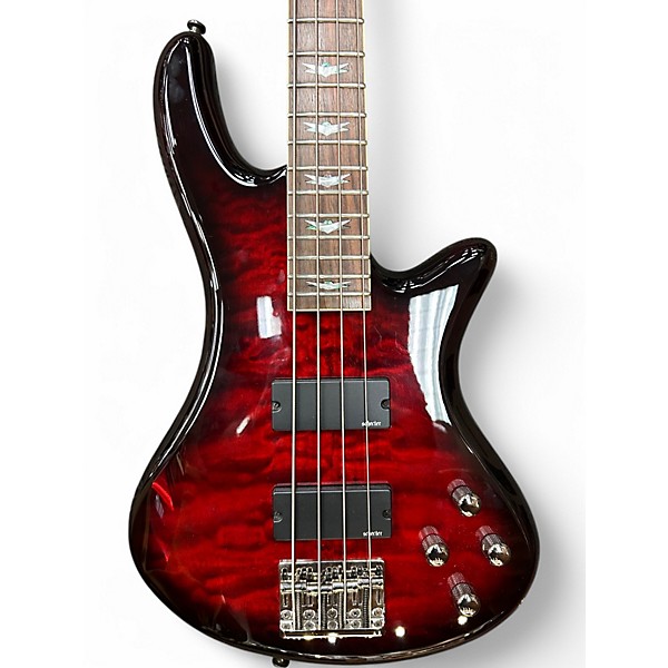 Used Schecter Guitar Research Stiletto Extreme 4 String Black Cherry Electric Bass Guitar