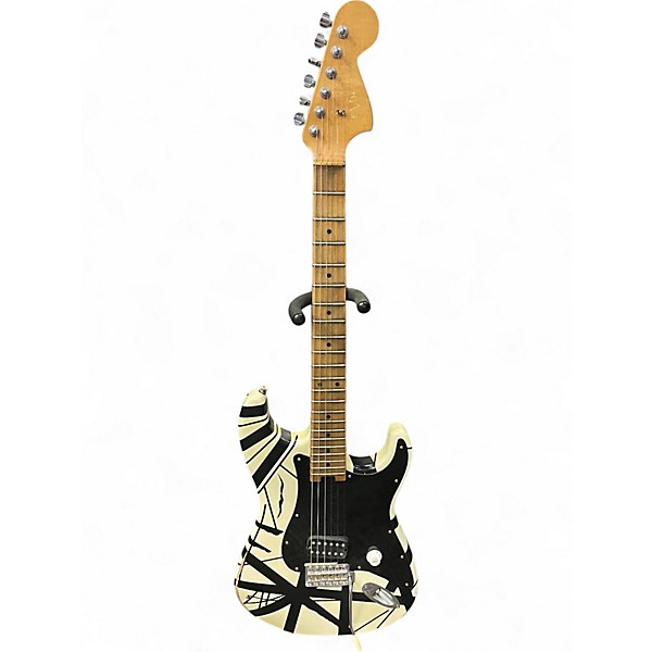 Used EVH Striped Series '78 Eruption White with Black Stripes Solid Body Electric Guitar