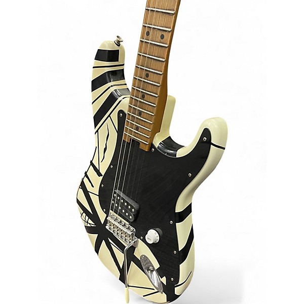 Used EVH Striped Series '78 Eruption White with Black Stripes Solid Body Electric Guitar