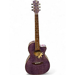 Used Luna Passionflower Parlor Purple Acoustic Electric Guitar