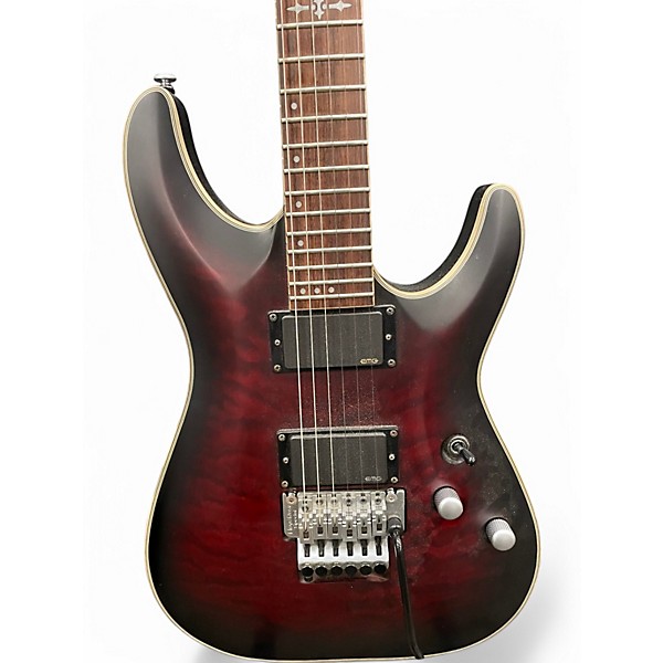 Used Schecter Guitar Research C1 Platinum FR Crimson Red Burst Solid Body Electric Guitar