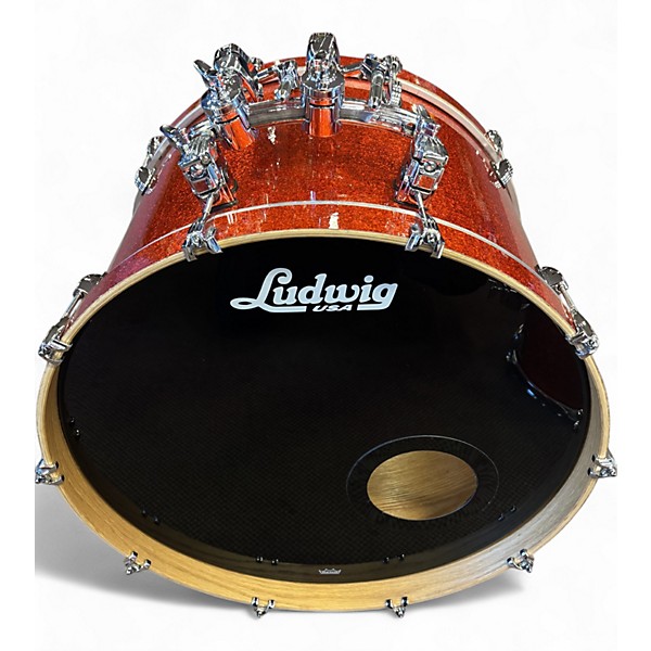 Used Ludwig 3 Piece KEYSTONE X ORANGE  SPARKLE Drum Kit