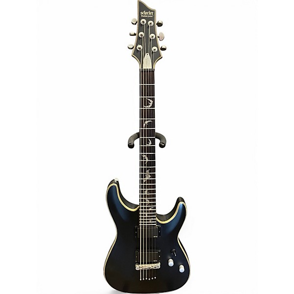 Used Schecter Guitar Research Damien Platinum Satin Black Solid Body Electric Guitar