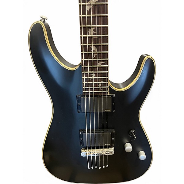 Used Schecter Guitar Research Damien Platinum Satin Black Solid Body Electric Guitar