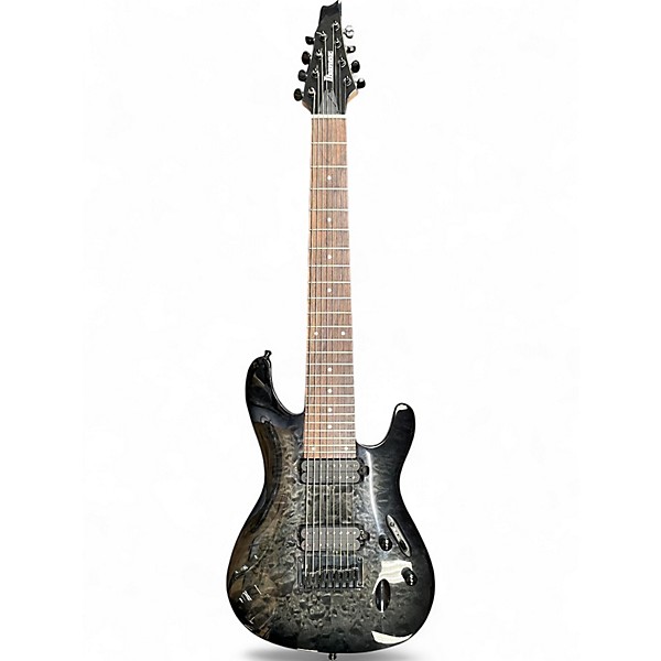 Used Ibanez S8QM Trans Grey Solid Body Electric Guitar