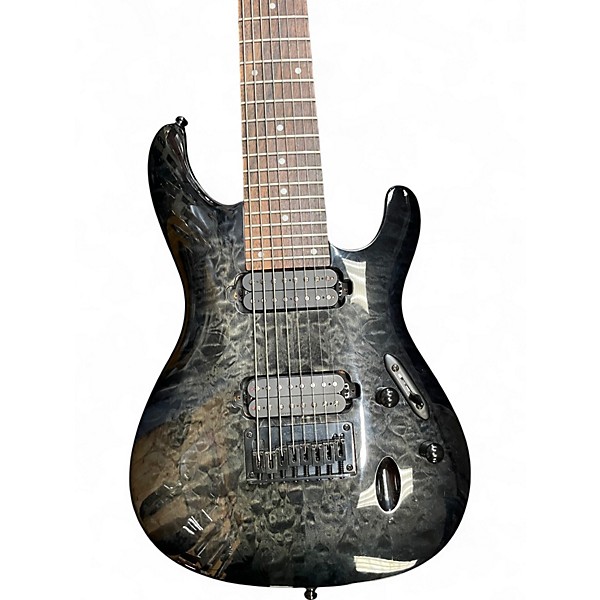 Used Ibanez S8QM Trans Grey Solid Body Electric Guitar