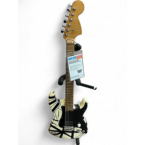 Used EVH STRIPED SERIES 78 ERUPTION WHITE W/ BLACK STRIPES Solid Body Electric Guitar