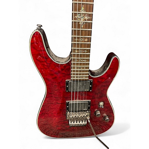 Used Schecter Guitar Research DAMIEN ELITE FR Trans Red Solid Body Electric Guitar