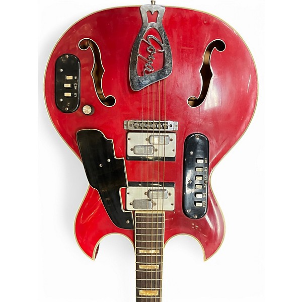 Vintage 1960s Goya Rangemaster Red Hollow Body Electric Guitar