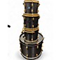 Used 2020s Ludwig 7 Piece 7 piece rocker drum set black carbon fiber wrap finish with gold hardware Drum Kit