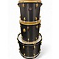 Used 2020s Ludwig 7 Piece 7 piece rocker drum set black carbon fiber wrap finish with gold hardware Drum Kit
