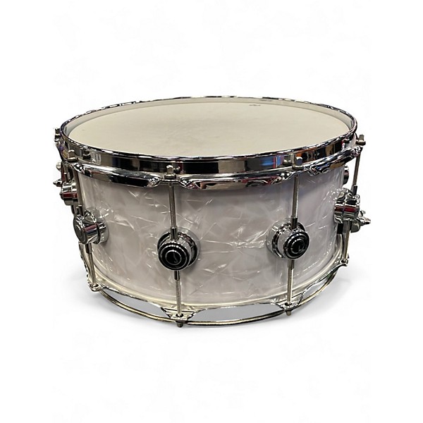 Used DW 14in Classic Series Snare Drum Pearloid White Drum