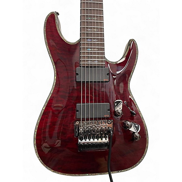Used 2010s Schecter Guitar Research Hellraiser C7 Floyd Rose trans black cherry Solid Body Electric Guitar,Specials : American Fashion Style Bags On Sale