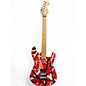 Used EVH Striped Series Frankie Red with Black and White Stripes Solid Body Electric Guitar thumbnail