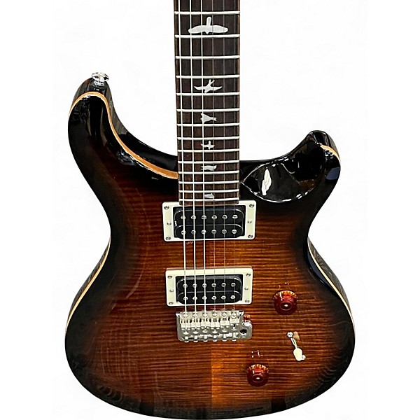Used PRS SE Custom 24 Black Gold Sunburst Solid Body Electric Guitar
