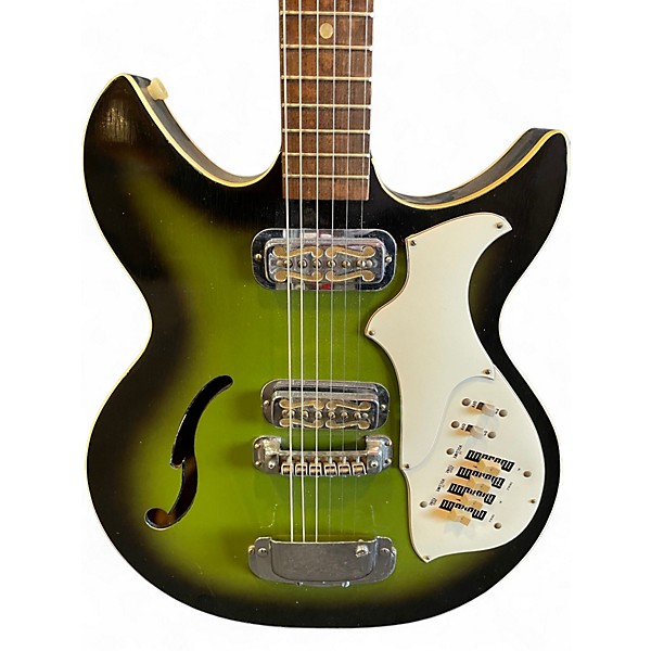 Vintage 1960s Harmony REBEL Green Hollow Body Electric Guitar