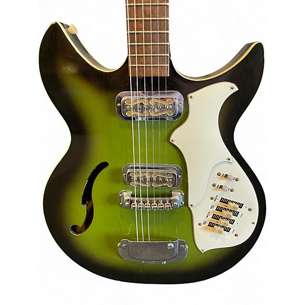Vintage 1960s Harmony REBEL Green Hollow Body Electric Guitar