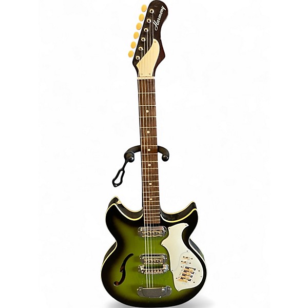 Vintage 1960s Harmony REBEL Green Hollow Body Electric Guitar