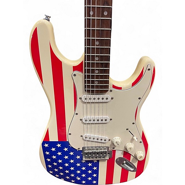 Used Eleca STRAT STYLE AMAERICAN FLAG Solid Body Electric Guitar