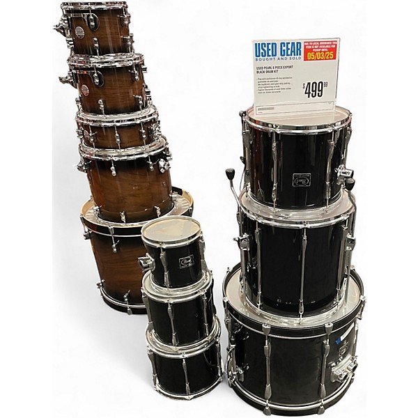 Used Pearl 6 Piece Export Black Drum Kit