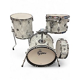 Used Gretsch Drums 4 Piece CATALINA CLUB WHITE SATIN FLAME Drum Kit