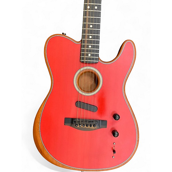 Used Fender American Acoustasonic Telecaster Dakota Red Acoustic Electric Guitar