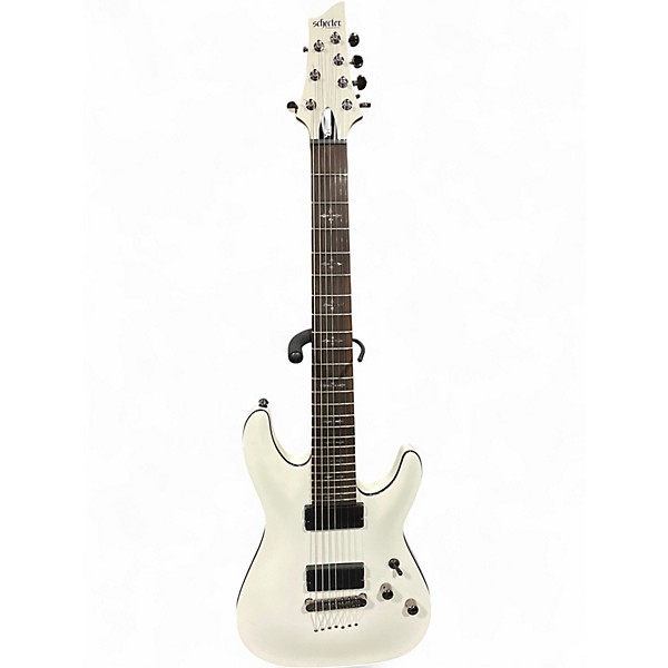 Used Schecter Guitar Research Demon 7 String White Solid Body Electric Guitar