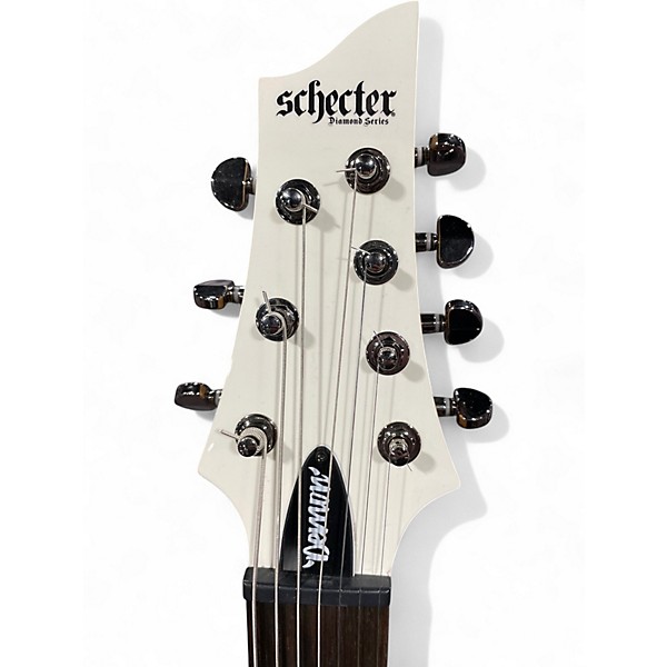 Used Schecter Guitar Research Demon 7 String White Solid Body Electric Guitar