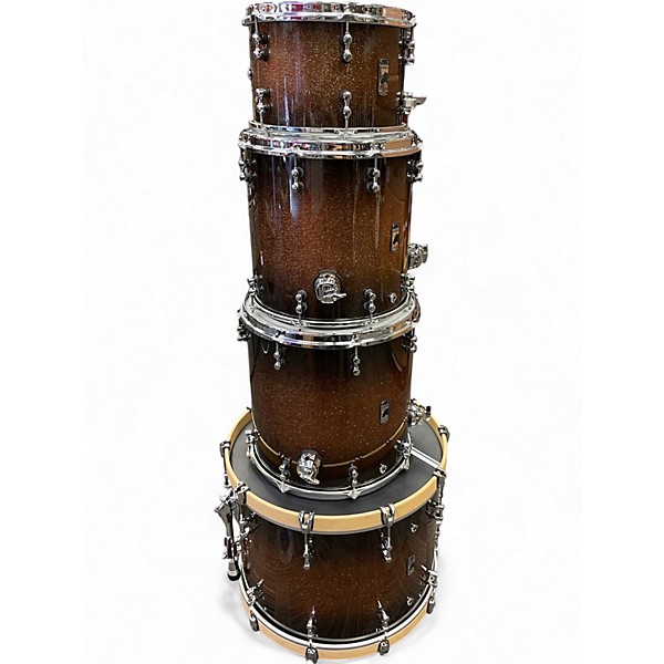 Used Mapex 4 Piece BLACK PANTHER DESIGN LABS CHERRY BOMB GOLD SPARKLE Drum Kit